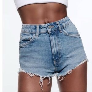 Zara Distressed Denim Cut Off Style Shorts 6